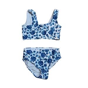 Albion Blue and White Floral Kids Bikini